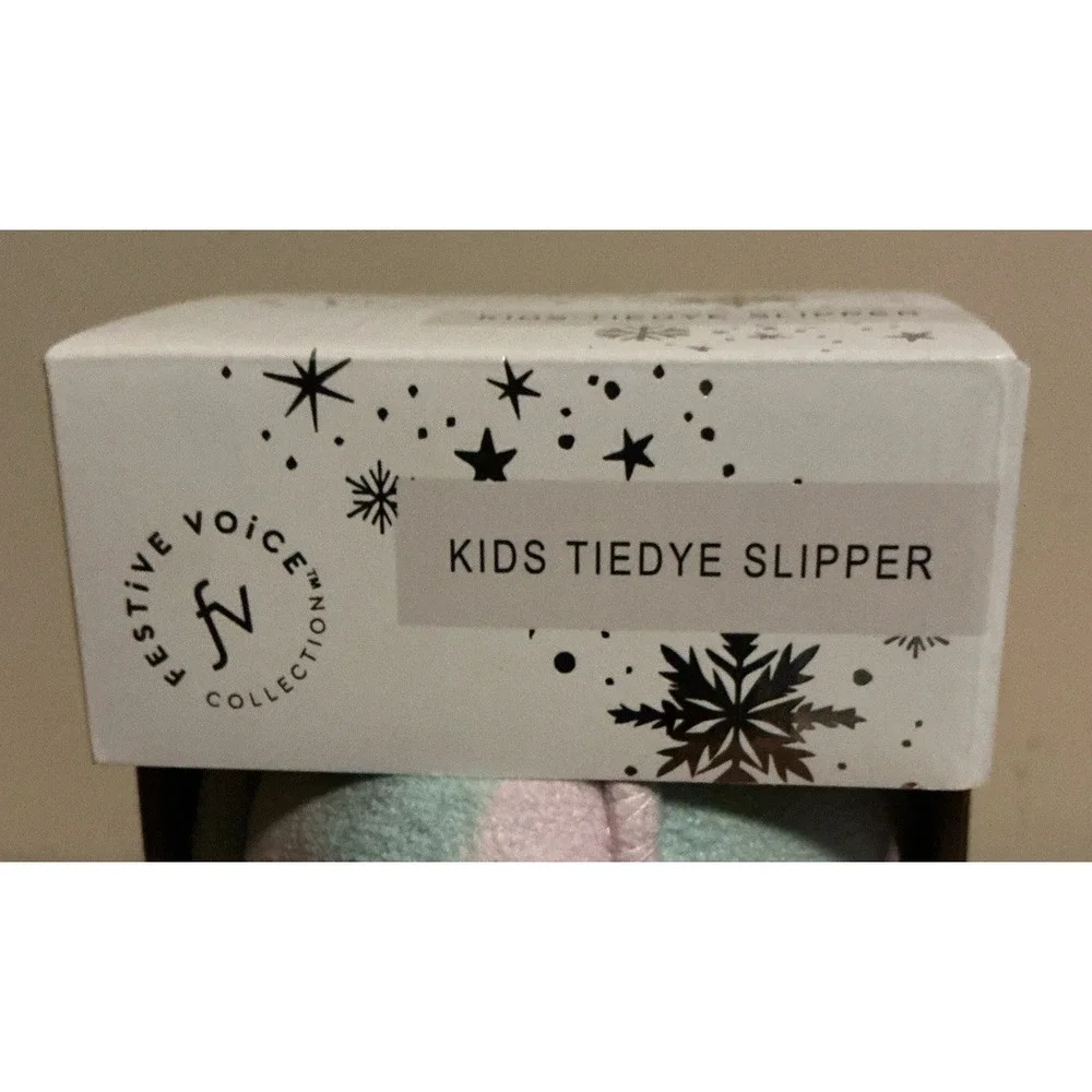 Festive Voice Collection Kids Tie Dye Slippers, 13-1 Size, New In‎ Package